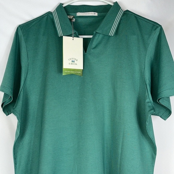 NWT Cutter & Buck golf polo split neckline Sz L Spruce green color - Picture 5 of 9